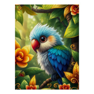 Fantasy Colourful Parrot  Poster