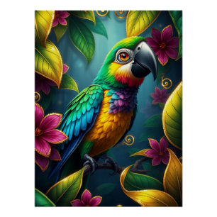 Fantasy Colourful Parrot  Poster