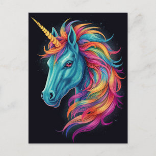 Fantasy Colourful Rainbow Unicorn Postcard