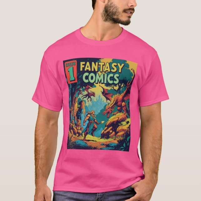 Fantasy Comics: A Retro Adventure Unleashed T-Shirt (Front)