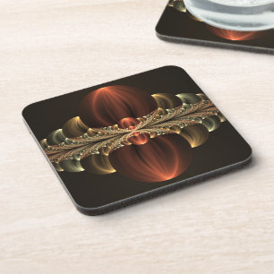 Fantasy Construction Shiny Abstract Fractal Art Coaster