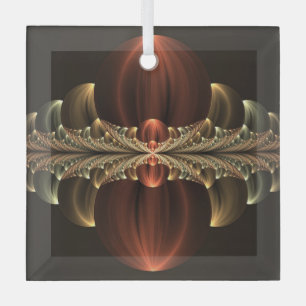 Fantasy Construction Shiny Abstract Fractal Art Glass Ornament
