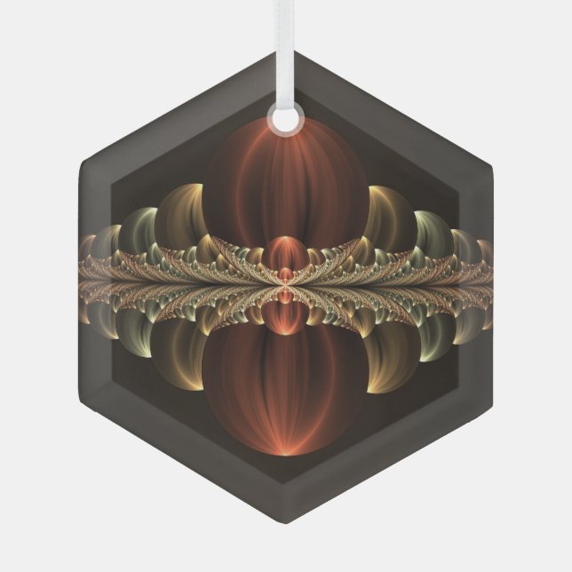 Fantasy Construction Shiny Abstract Fractal Art Glass Ornament (Front)