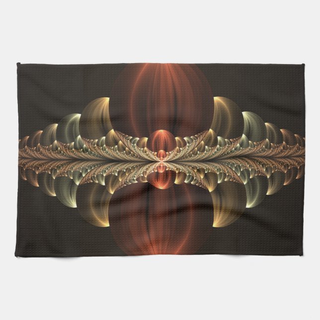 Fantasy Construction Shiny Abstract Fractal Art Kitchen Towel (Horizontal)