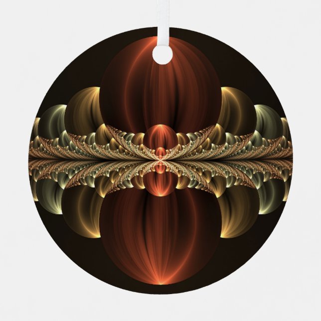 Fantasy Construction Shiny Abstract Fractal Art Metal Ornament (Front)