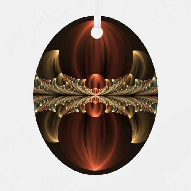 Fantasy Construction Shiny Abstract Fractal Art Metal Ornament (Front)