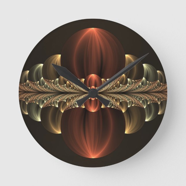 Fantasy Construction Shiny Abstract Fractal Art Round Clock (Front)