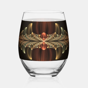 Fantasy Construction Shiny Abstract Fractal Art Stemless Wine Glass