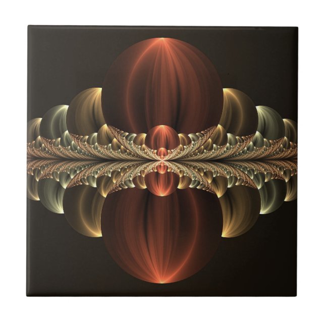 Fantasy Construction Shiny Abstract Fractal Art Tile (Front)