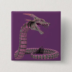 Fantasy Creature Pink Purple 2 Inch Square Button