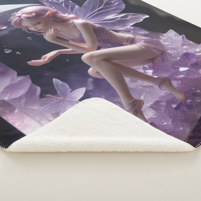 Fantasy Crystals Amethyst Fairy  Sherpa Blanket (3/4)