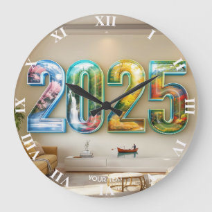 Fantasy Cute  2025 Four Numbers Large Clock