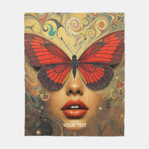 Fantasy Cute Abstract Butterflies Eyes Fleece Blanket
