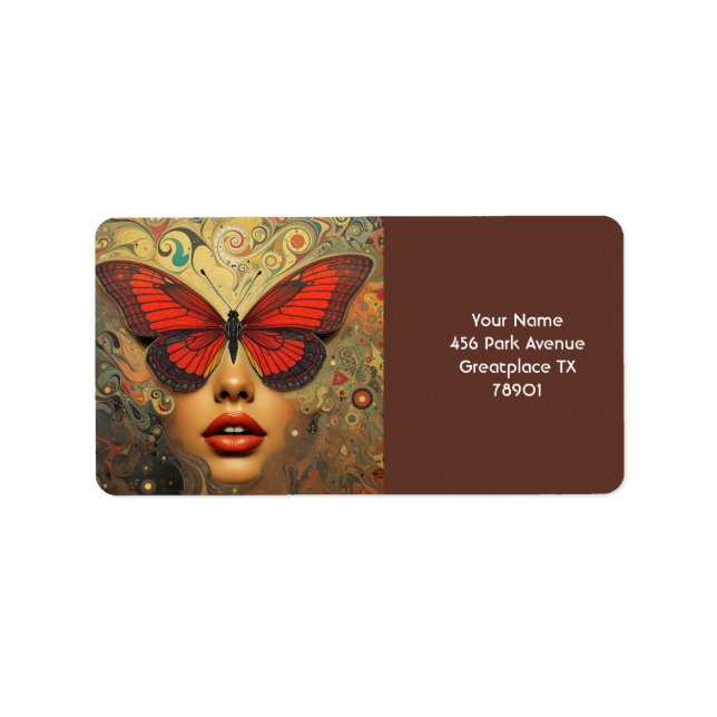 Fantasy Cute Abstract Butterflies Eyes Label (Front)