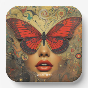 Fantasy Cute Abstract Butterflies Eyes Paper Plate