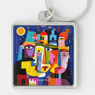 Fantasy Cute Abstract Faces Shapes Keychain