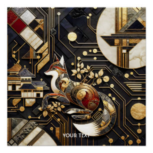 Fantasy Cute Abstract Fox Art Poster