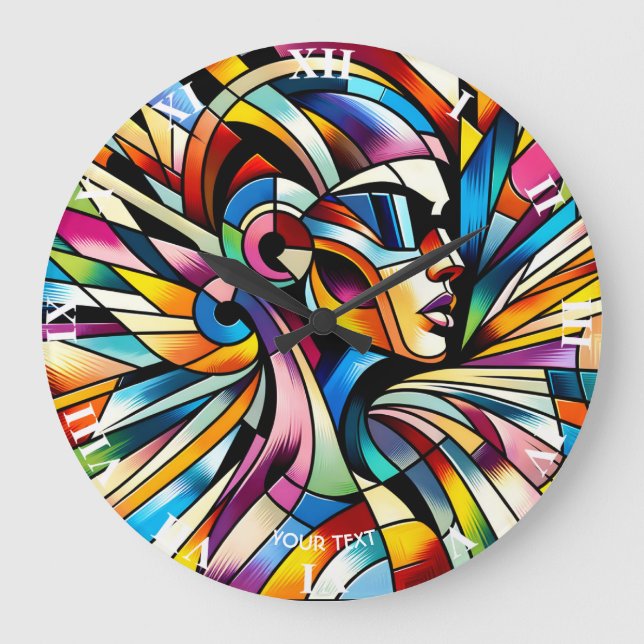 Fantasy Cute Abstract Surreal Woman Large Clock (Front)