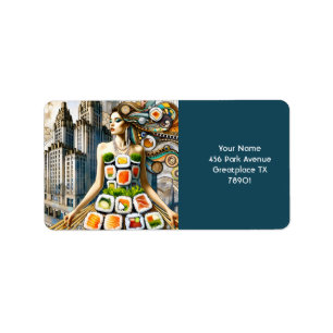 Fantasy Cute Abstract Sushi Dress Label