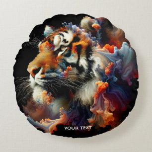 Fantasy Cute Abstract Tiger Head Round Pillow