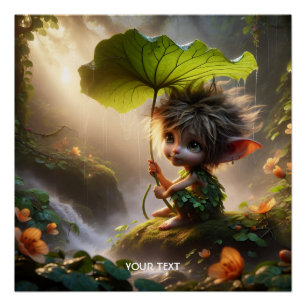 Fantasy Cute Adorable Creature Rain Poster