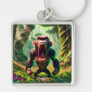 Fantasy Cute Angry Ape Jungle Keychain