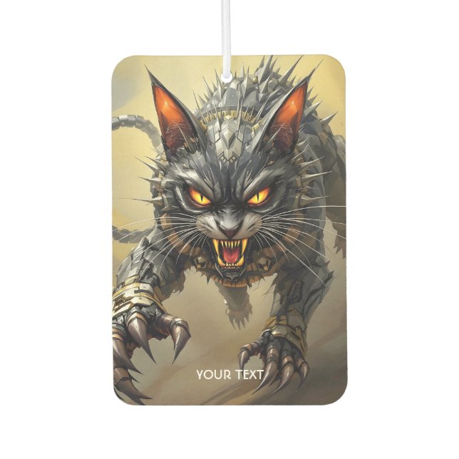 Fantasy Cute Angry Cyborg Cat Air Freshener (Front)