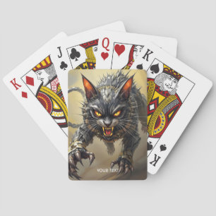 Fantasy Cute Angry Cyborg Cat Playing Cards