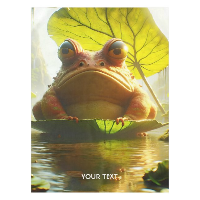 Fantasy Cute Angry Frog Leaf Tablecloth (Front)