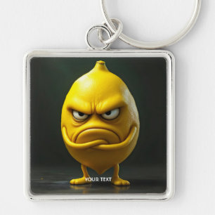 Fantasy Cute Angry Looking Lemon Keychain