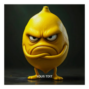 Fantasy Cute Angry Looking Lemon Poster