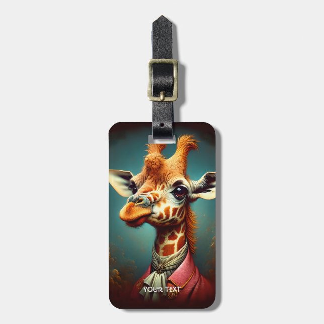 Fantasy Cute Art Deco Giraffe Luggage Tag (Front Vertical)