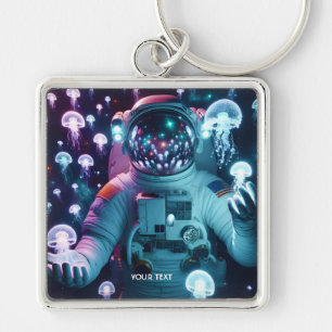 Fantasy Cute Astronaut Jellyfish Space Keychain