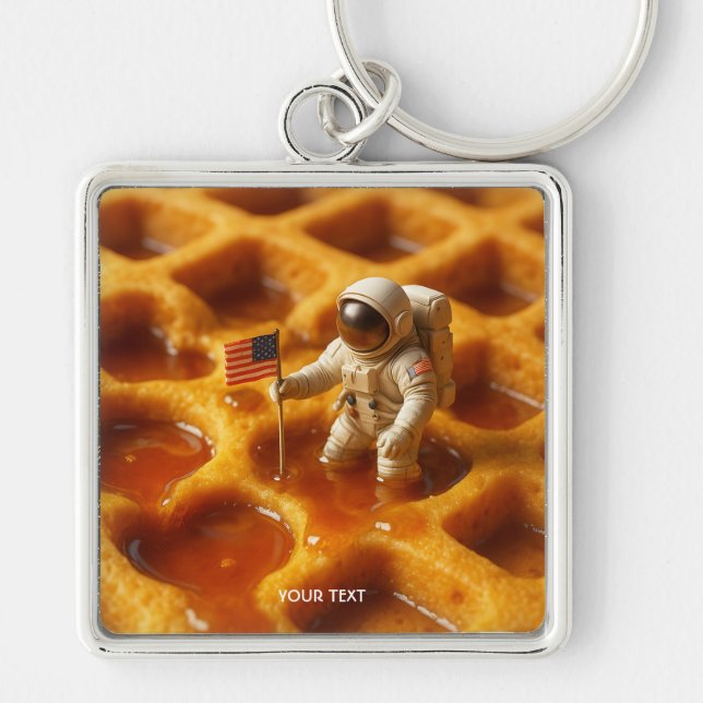 Fantasy Cute Astronaut On Maple Keychain (Front)