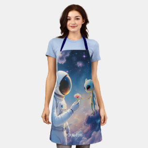 Fantasy Cute Astronaut Space Flower Apron