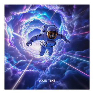 Fantasy Cute Astronaut Through Wormhole Poster