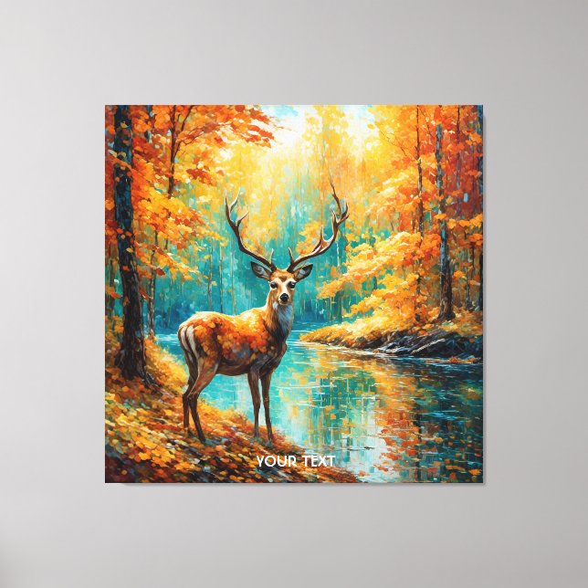 Fantasy Cute Autumn Deer Trees Canvas Print (Front)