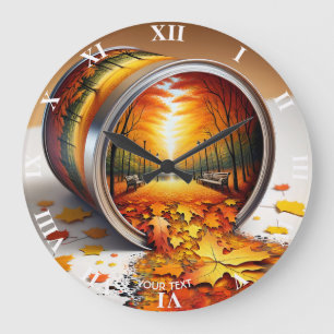 Fantasy Cute Autumn Tin Forest Large Clock