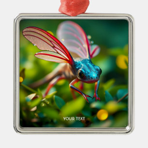 Fantasy Cute Axolotl With Wings Metal Ornament