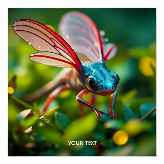 Fantasy Cute Axolotl With Wings Poster (Front)