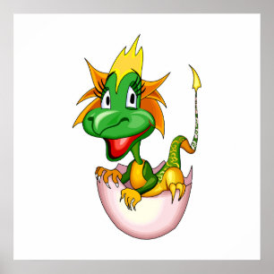 Fantasy Cute Baby Dragon Poster