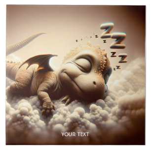 Fantasy Cute Baby Dragon Sleeping Tile