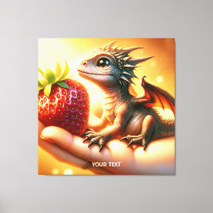 Fantasy Cute Baby Dragon Strawberry Canvas Print