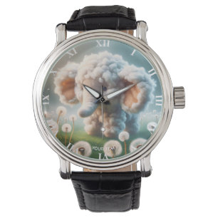 Fantasy Cute Baby Elephant Flowers Watch