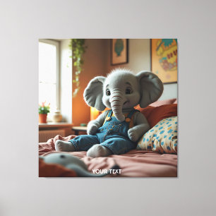 Fantasy Cute Baby Elephant Jeans Canvas Print