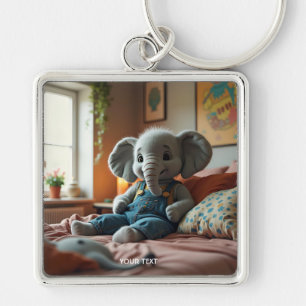 Fantasy Cute Baby Elephant Jeans Keychain
