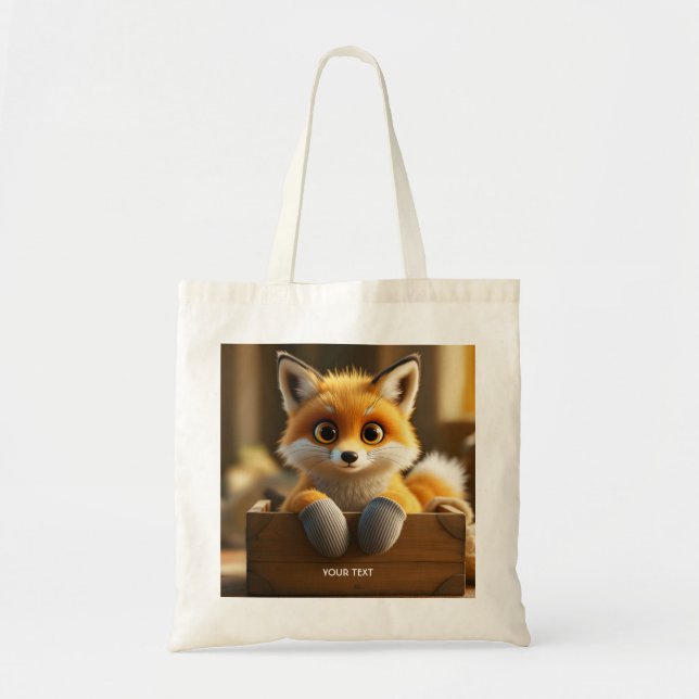 Fantasy Cute Baby Fox Box Tote Bag (Front)