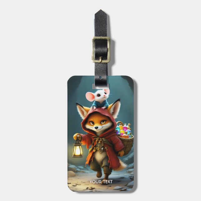Fantasy Cute Baby Fox Mouse Luggage Tag (Front Vertical)