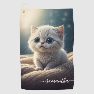 Fantasy Cute Baby Kitty Cat Lover's Personalized Golf Towel