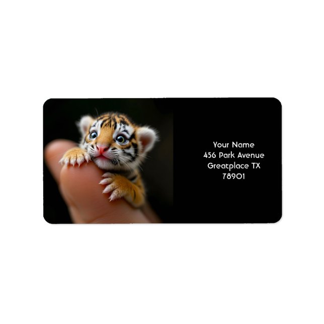 Fantasy Cute Baby Tiger Finger Label (Front)